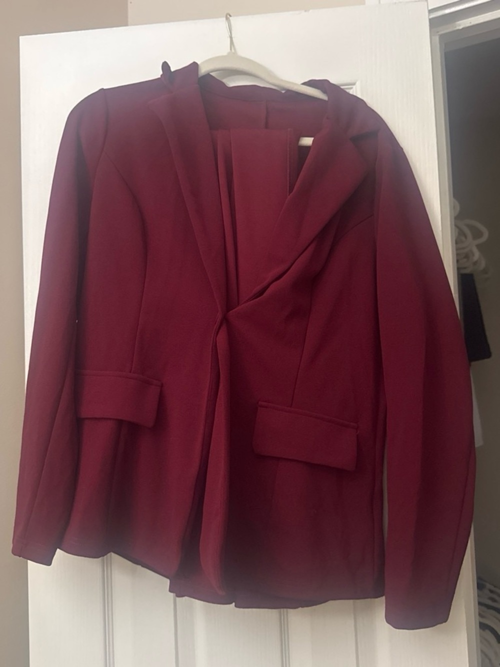 Women’s Red Blazer Jacket - Sleek Tailored Coat